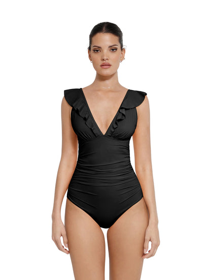 Shapewear Ruffle V-Neck Swimsuit
