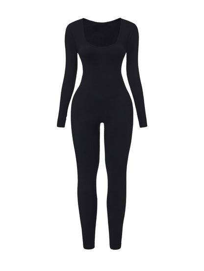 Ribbed Square Neck Jumpsuit