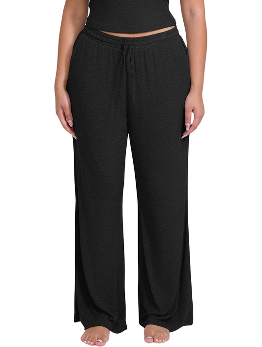 Wide Leg Ribbed Lounge Pants