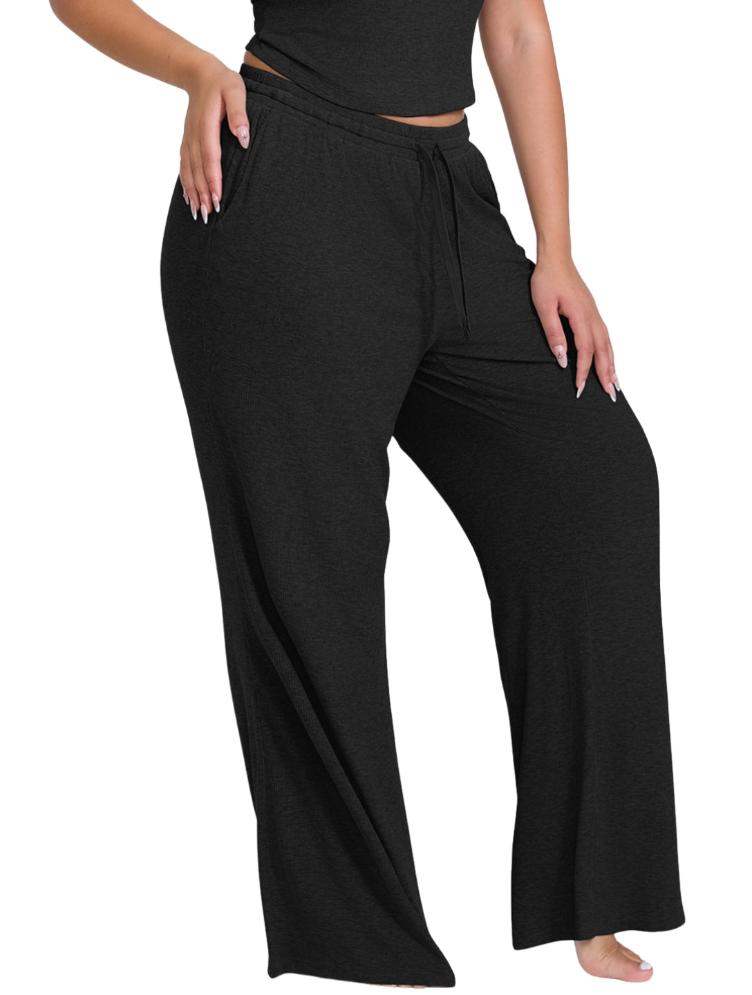 Wide Leg Ribbed Lounge Pants