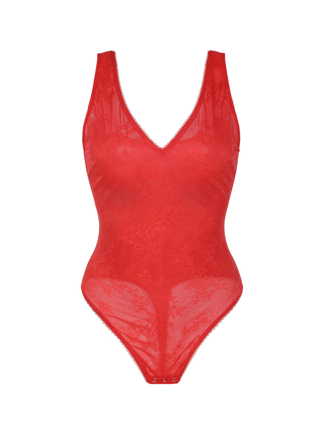 V-Neck Laced Thong Bodysuit