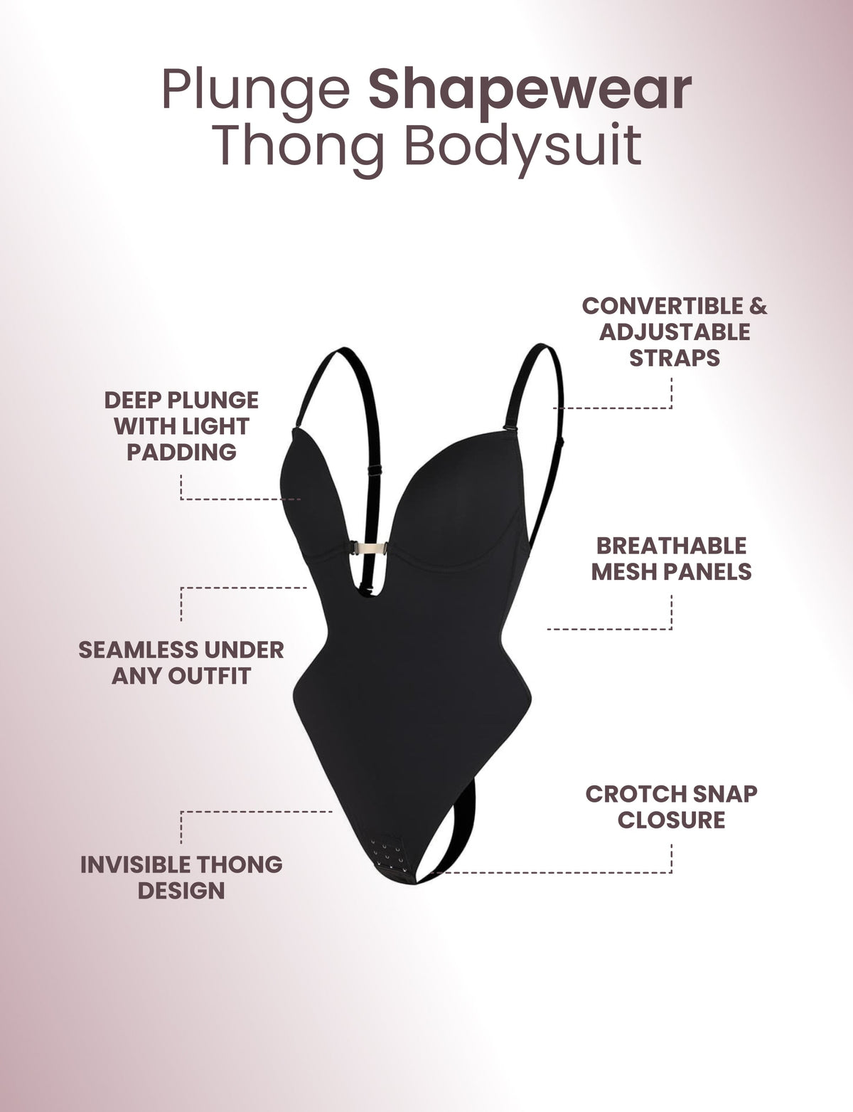 Plunge Shapewear Thong Bodysuit