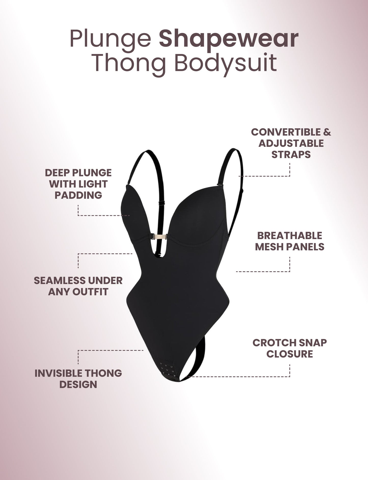 Plunge Shapewear Thong Bodysuit
