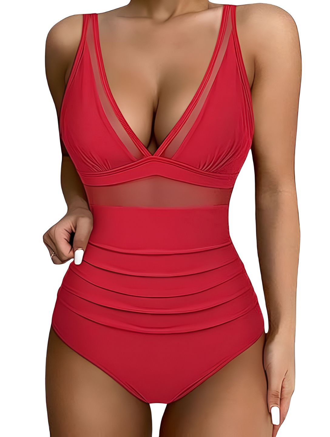 The Sculpting V-Neck Mesh Suit