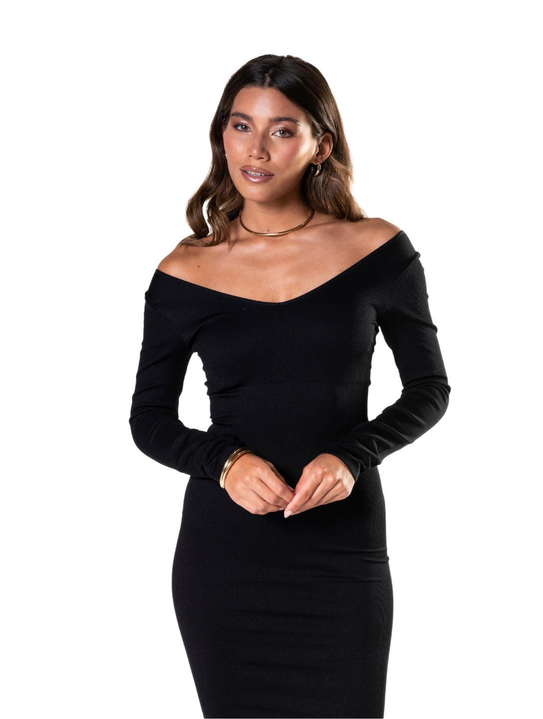 V-Neck Long Sleeve Shapewear Dress