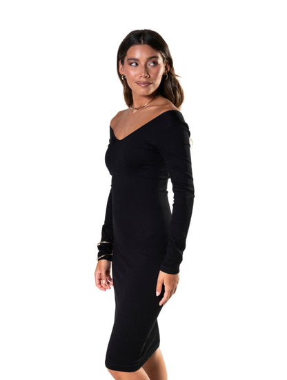 V-Neck Long Sleeve Shapewear Dress