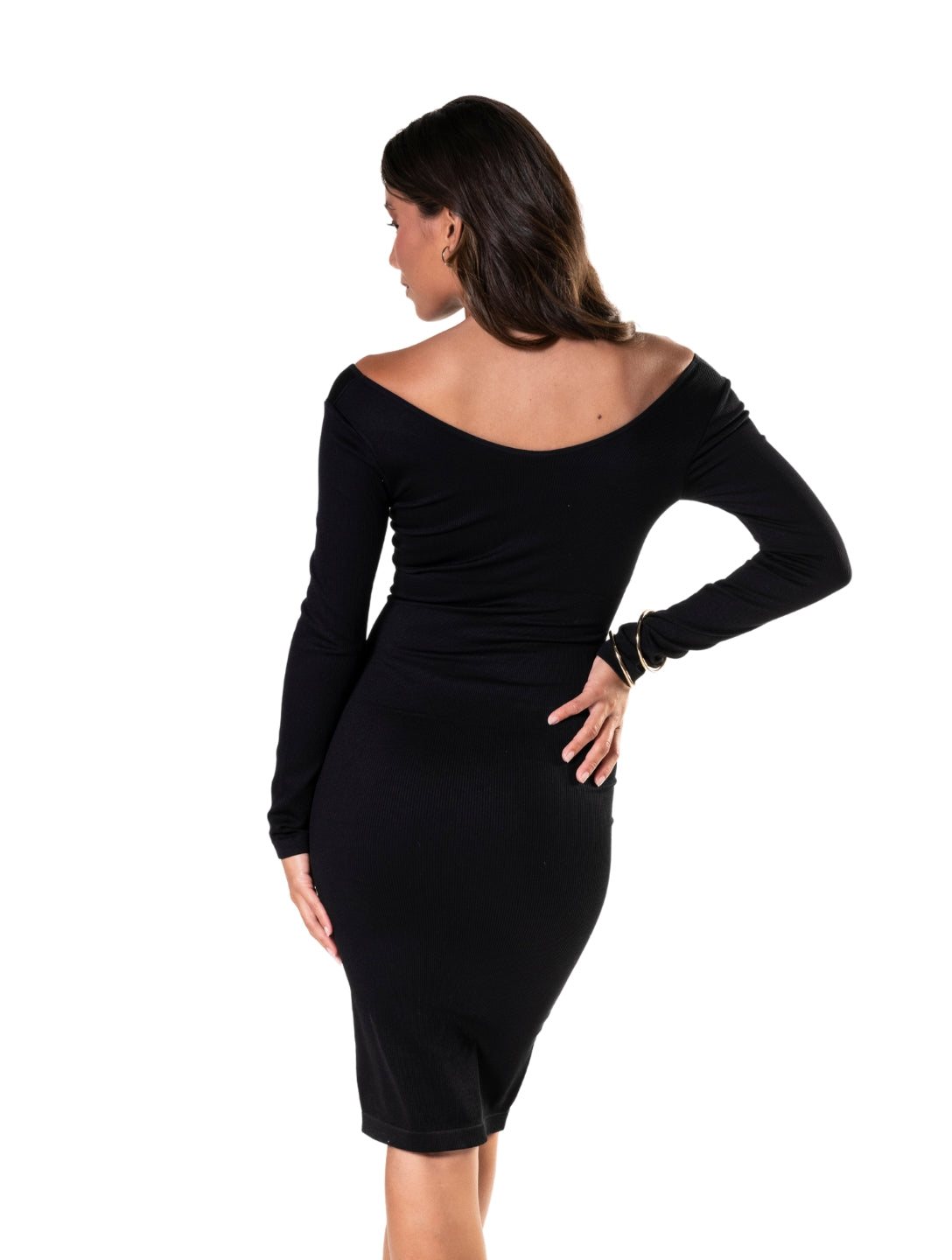 V-Neck Long Sleeve Shapewear Dress